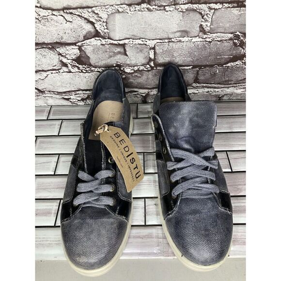 Bed Stu Workshop Blue Gray Denim Distressed Lace Casual Sneakers Men 13M US/46EU - Picture 3 of 16